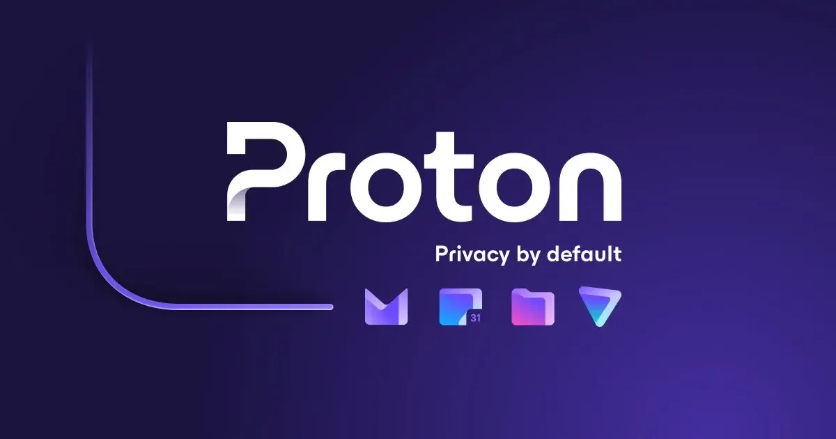 Logotipo de Proton con los iconos de Mail, Calendar, Drive y VPN debajo