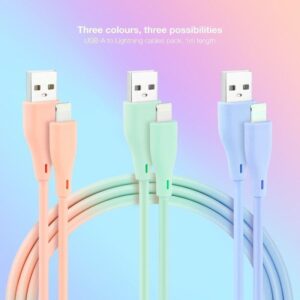 Cable Lightning A Usb 2.0 Nanocable A/M 1M 3Ud Blue Pink Green - Imagen 2