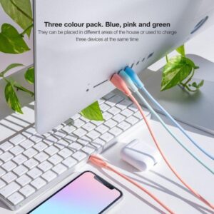 Cable Lightning A Usb 2.0 Nanocable A/M 1M 3Ud Blue Pink Green - Imagen 4