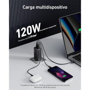 Cargador Anker 737 Prime 120w Fast Charge 2xusb-c + 1xusb-a Black - Imagen 2