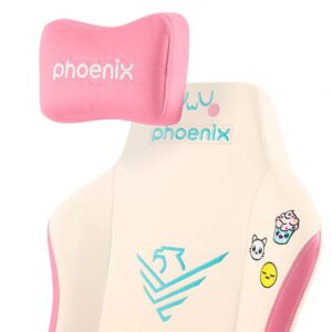 Silla Gaming Phoenix Nova Cuero Cream Edition White pink - Imagen 4