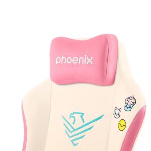 Silla Gaming Phoenix Nova Cuero Cream Edition White pink - Imagen 5