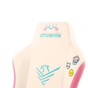 Silla Gaming Phoenix Nova Cuero Cream Edition White pink - Imagen 6
