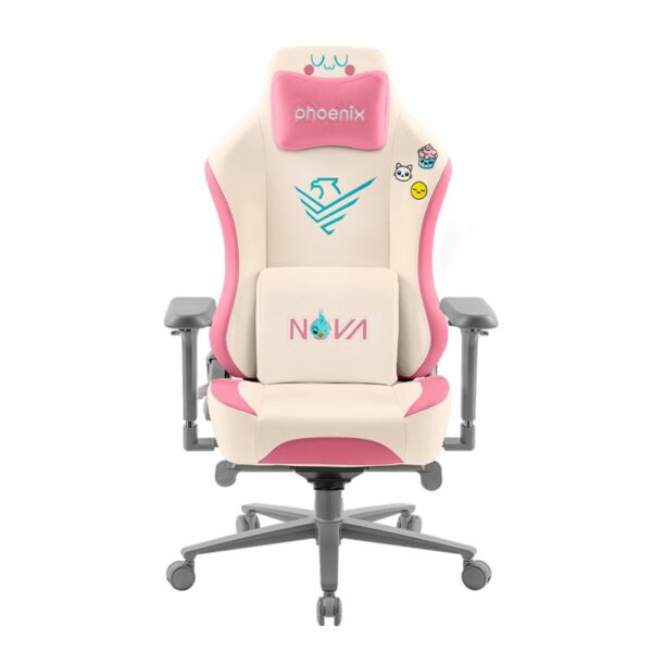 Silla Gaming Phoenix Nova Cuero Cream Edition White pink