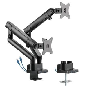 Soporte De Mesa Tv Monitor Phoenix 17-32 2 Brazos Usb Resorte Gas Black - Imagen 2