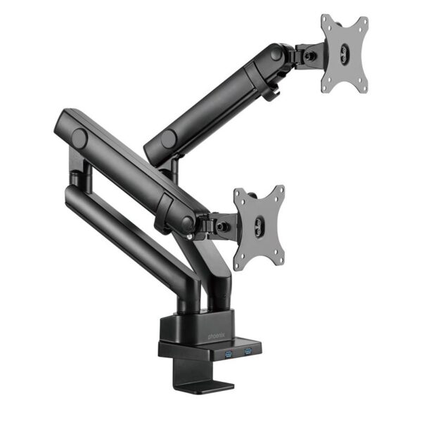Soporte De Mesa Tv Monitor Phoenix 17-32 2 Brazos Usb Resorte Gas Black