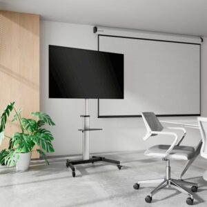 Soporte Tv Monitor Aisens Suelo Con Ruedas 37-86 50Kg Black Silver - Imagen 6