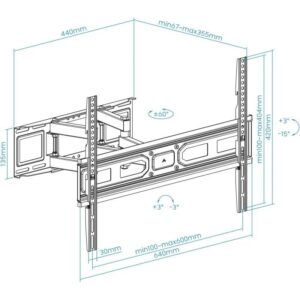 Soporte Tv Monitor Tooq 37-80 40Kg Inclinable Giratorio Black - Imagen 6