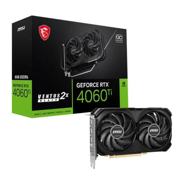 Tarjeta De Video Nvidia Msi Rtx4060Ti Ventus 2X Black Oc 8Gb Gddr6 Pcie 4.0